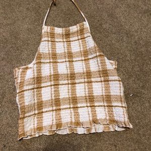 medium yellow and white crop top